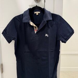 Burberry Navy Polo with Signature Check Placket